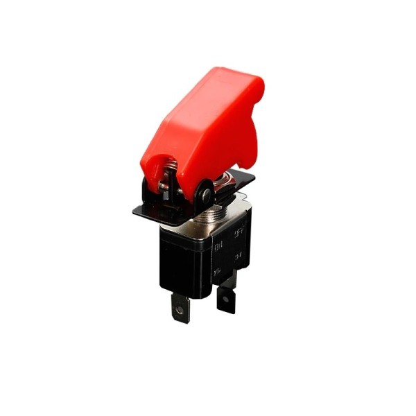 Metallic switch for vehicles, ON and OFF, matte red plastic cover